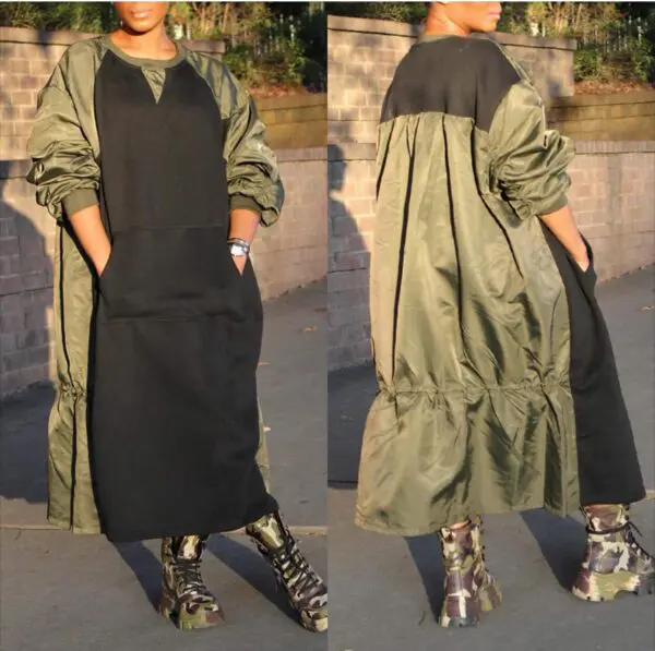 Oversized toned Sweatshirt Black/Green Dress